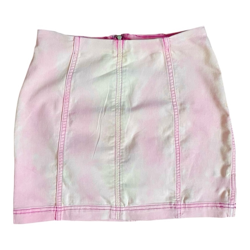 Free People Modern Femme Acid Wash Womens Mini skirt Pink size 6 boho beach Jean - Picture 2 of 5